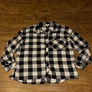 Black & White Plaid Button-Down Shirt